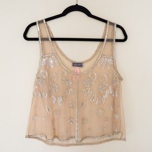 Lipsy Sheer Sequin Crop Tank